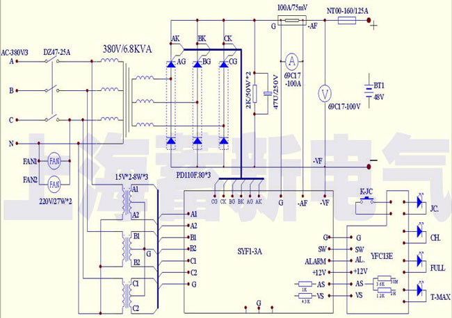 蓄電池充電機(jī)電氣原理圖紙 蓄電池充電機(jī)電氣原理圖紙