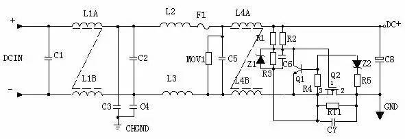 DC 直流穩(wěn)壓電源輸入濾波電路原理圖